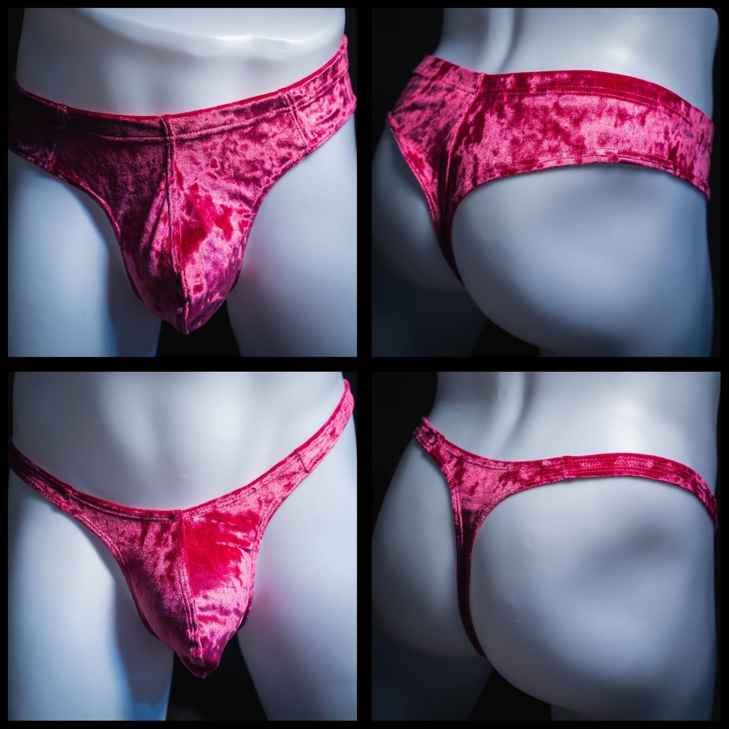 Mens Pink Velvet Thong Bundle 2 Pack