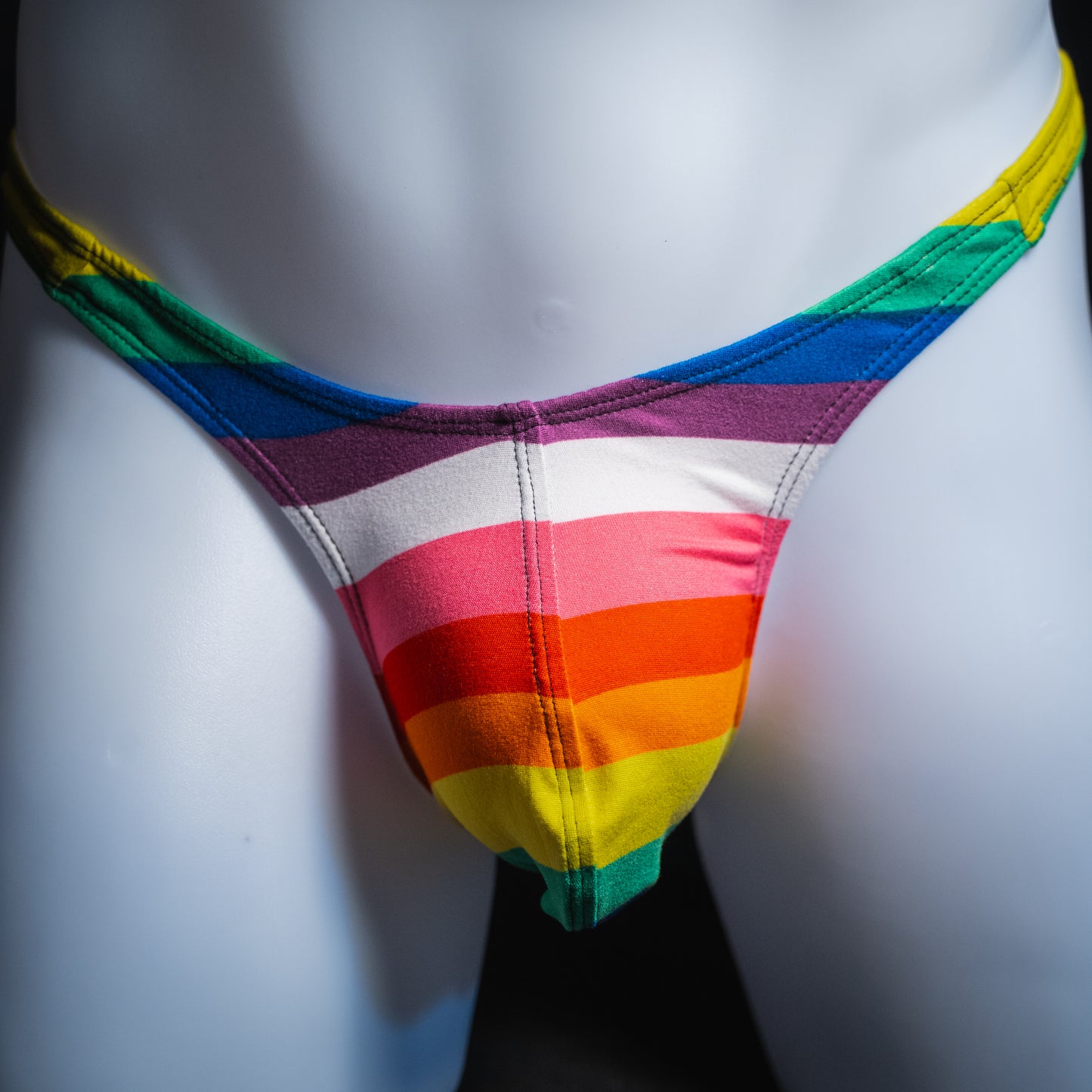 Mens Rainbow Striped Thong Underwear