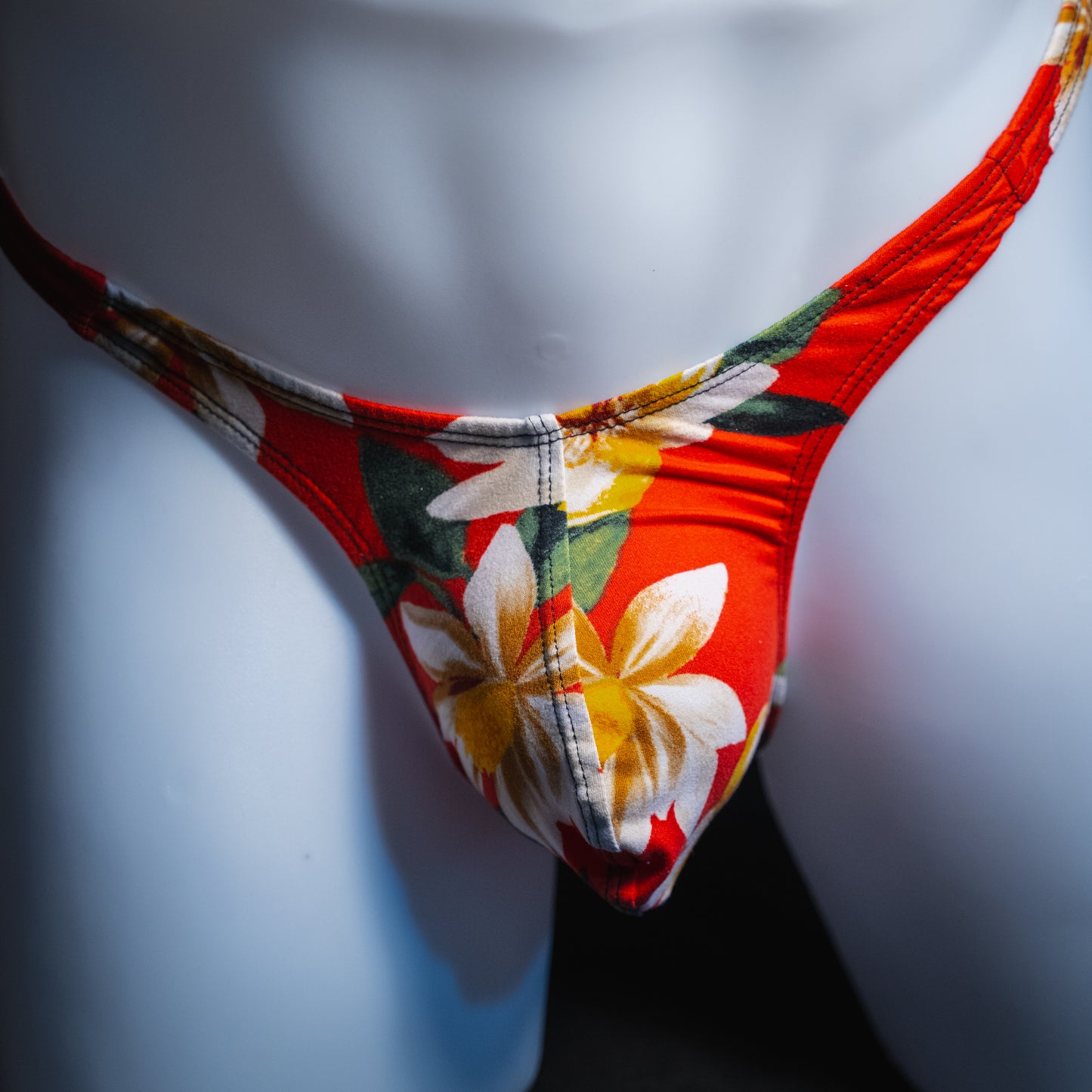Mens Red Floral Thong Underwear