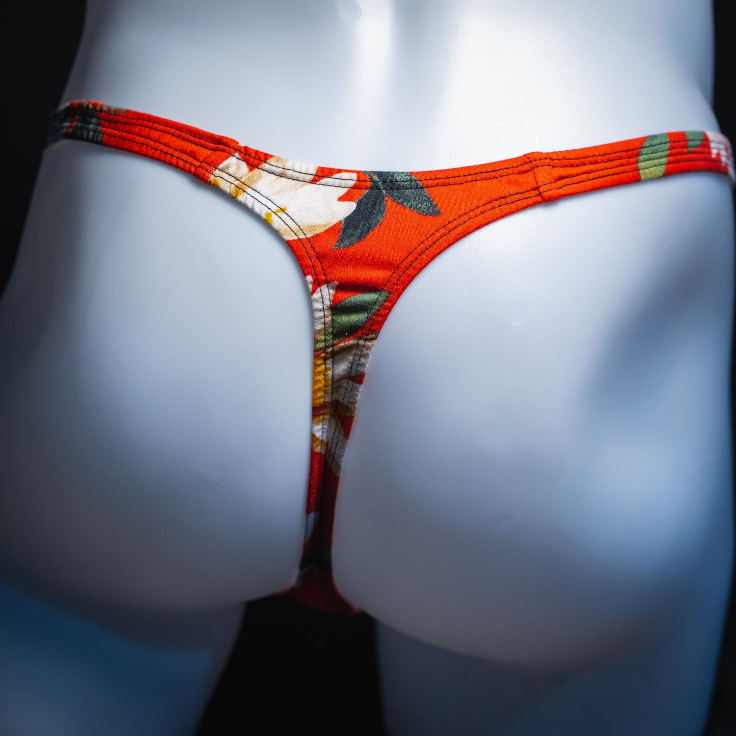 Mens Red Floral Thong Underwear