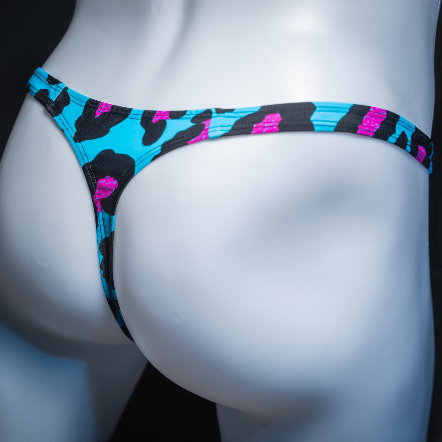 Just Mens Thongs Underwear - Blue & Pink Cheetah