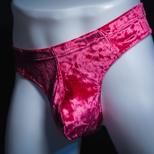 Mens Pink Velvet Thong Bundle 2 Pack