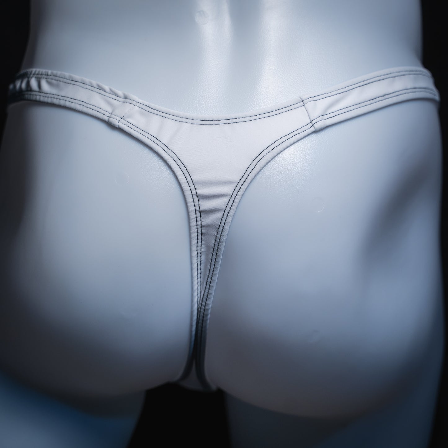 Mens Solid White Spandex Thong Underwear