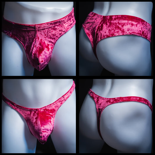 Mens Pink Velvet Thong Bundle 2 Pack