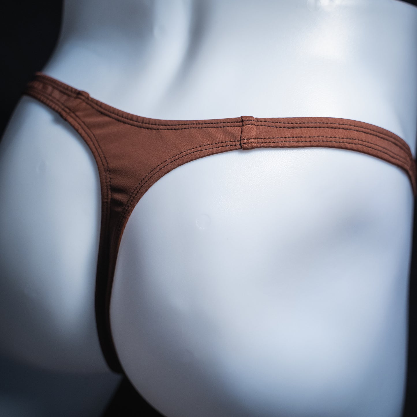 Mens Brown Spandex Thong Underwear