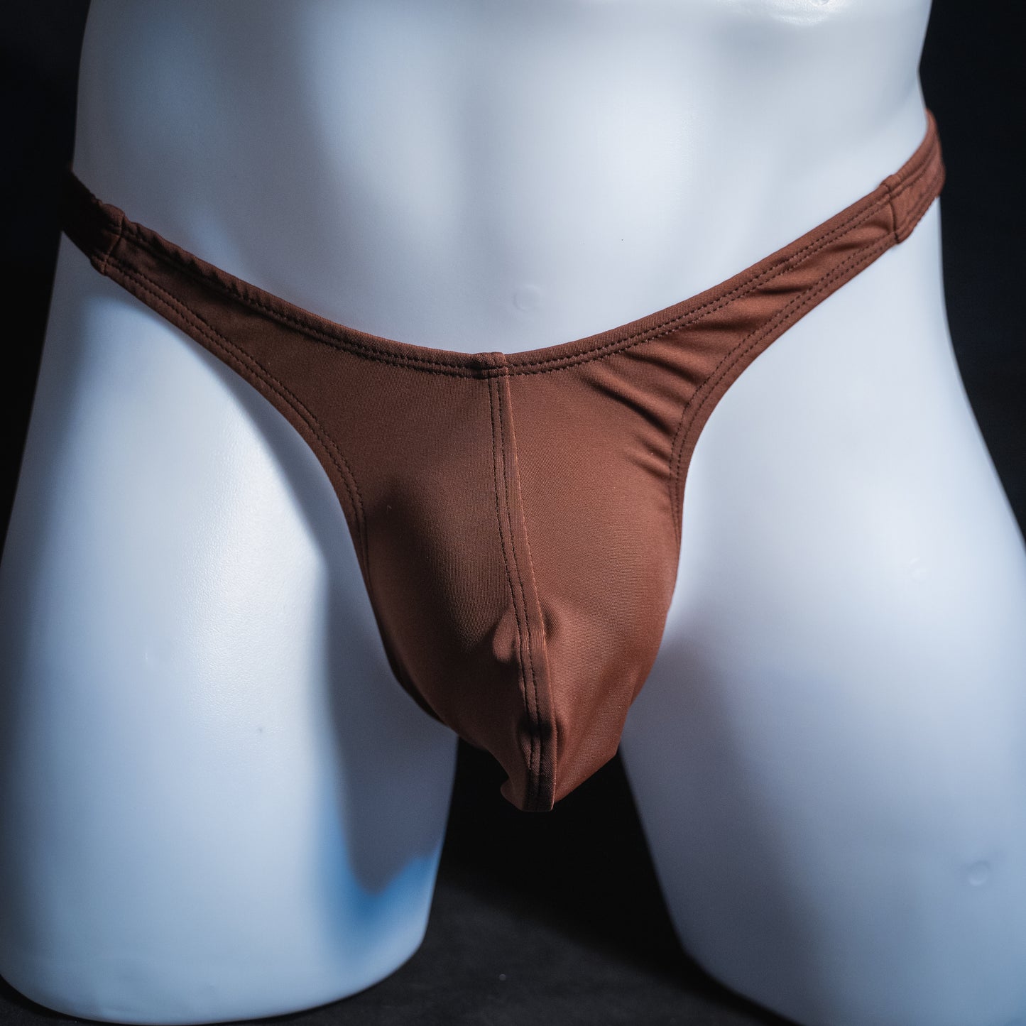 Mens Brown Spandex Thong Underwear