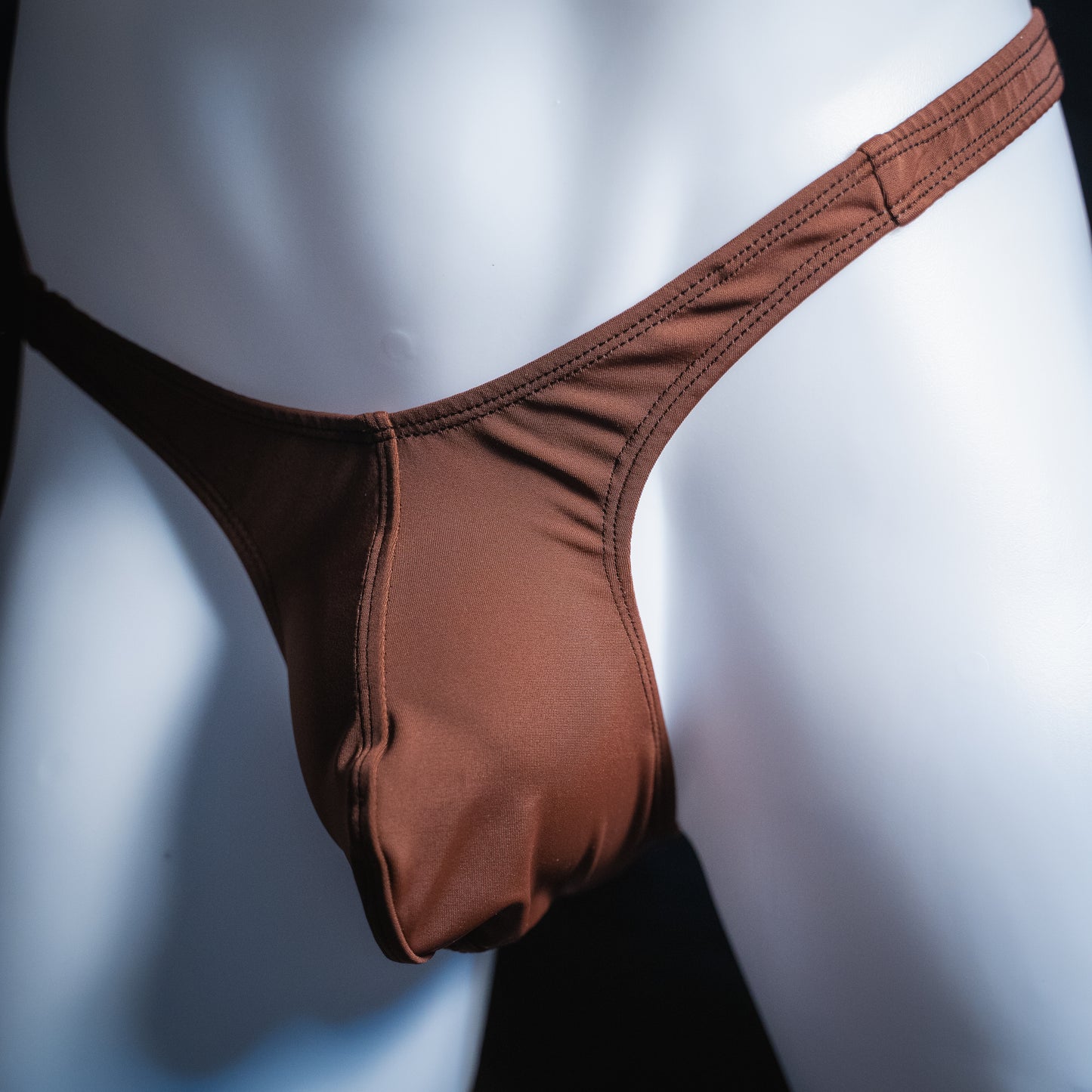 Mens Brown Spandex Thong Underwear