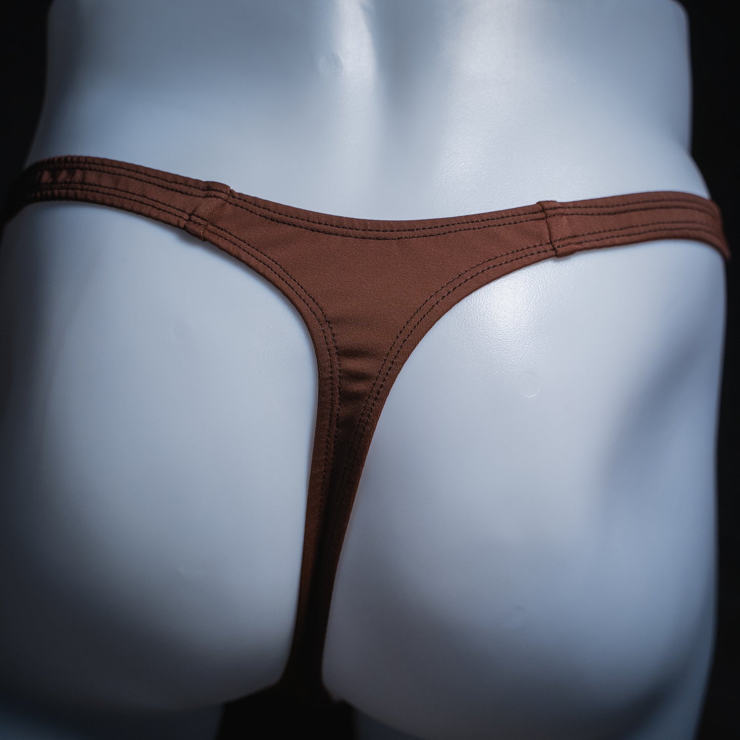 Mens Brown Spandex Thong Underwear