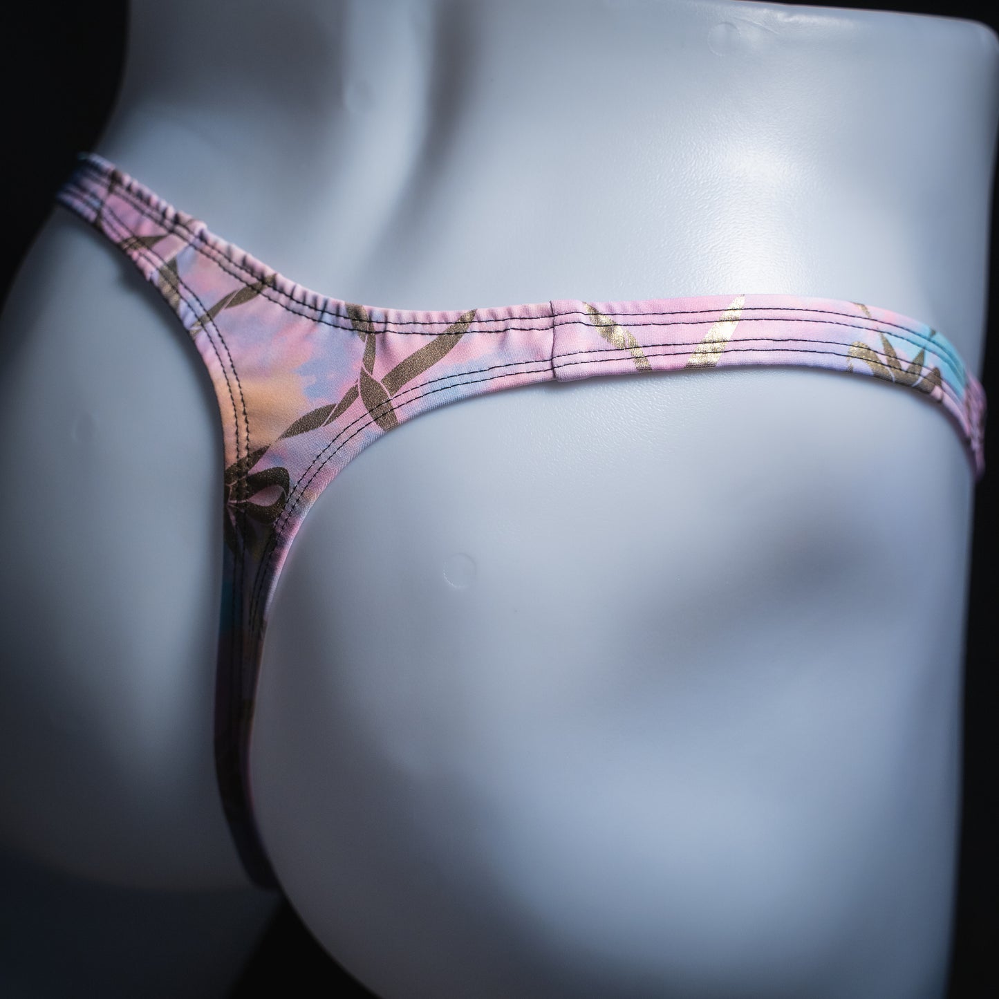 Mens Cotton Candy Gold Chain Foil Thong Underwear