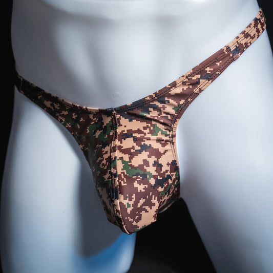 Mens Digital Camo Spandex Thong Underwear