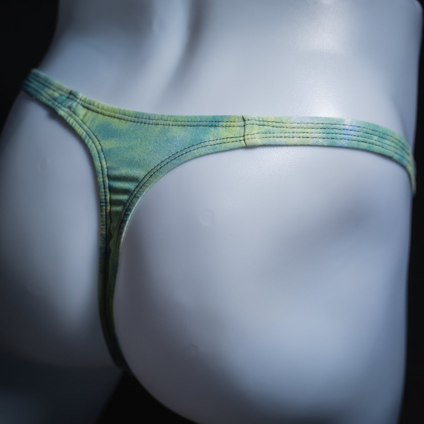 Mens Green Tie Dye Thong Underwear