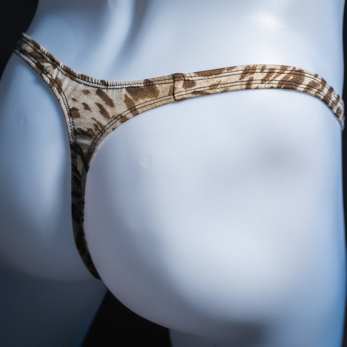 Mens Silky Leopard Thong Underwear