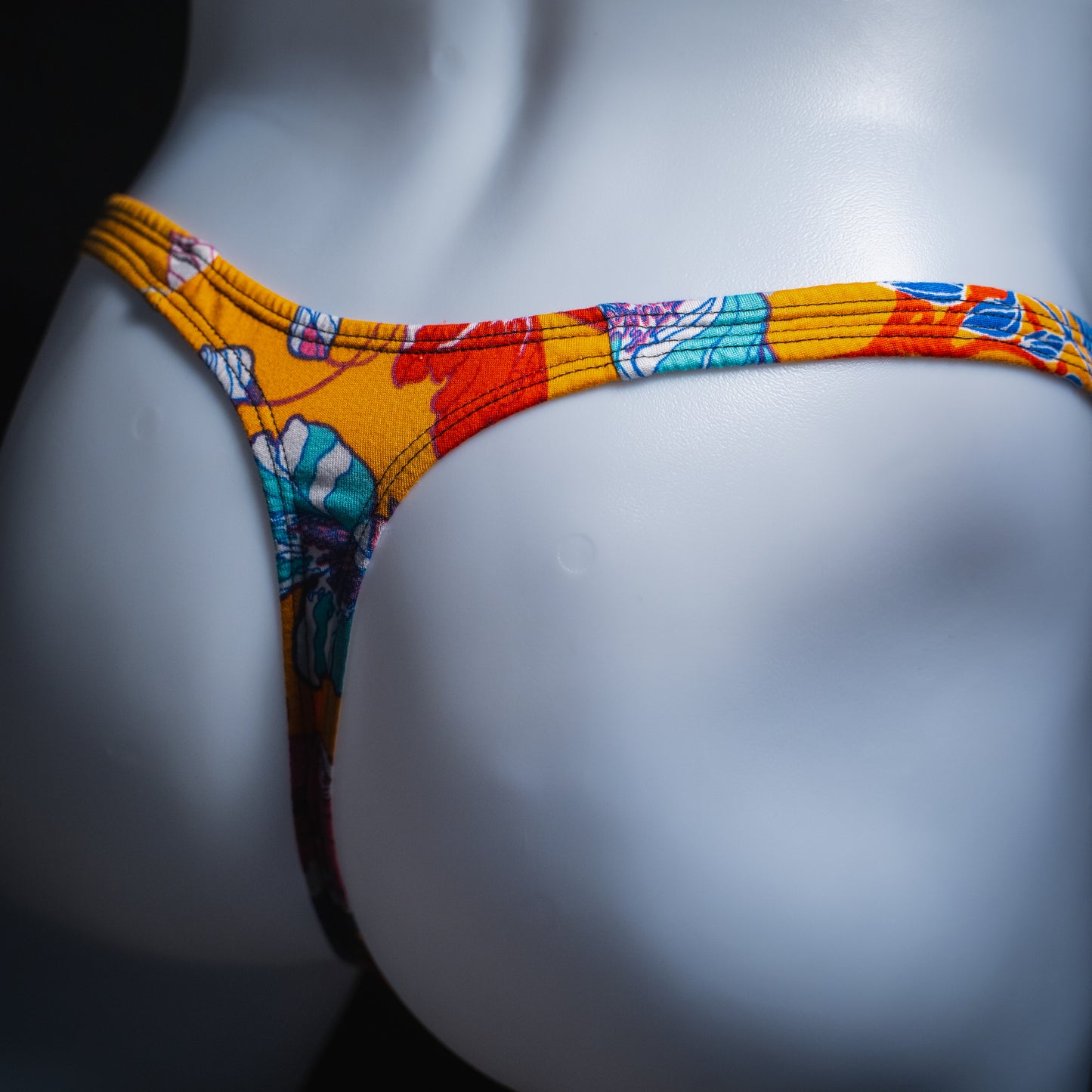 Mens Orange Hawaiian Thong Underwear