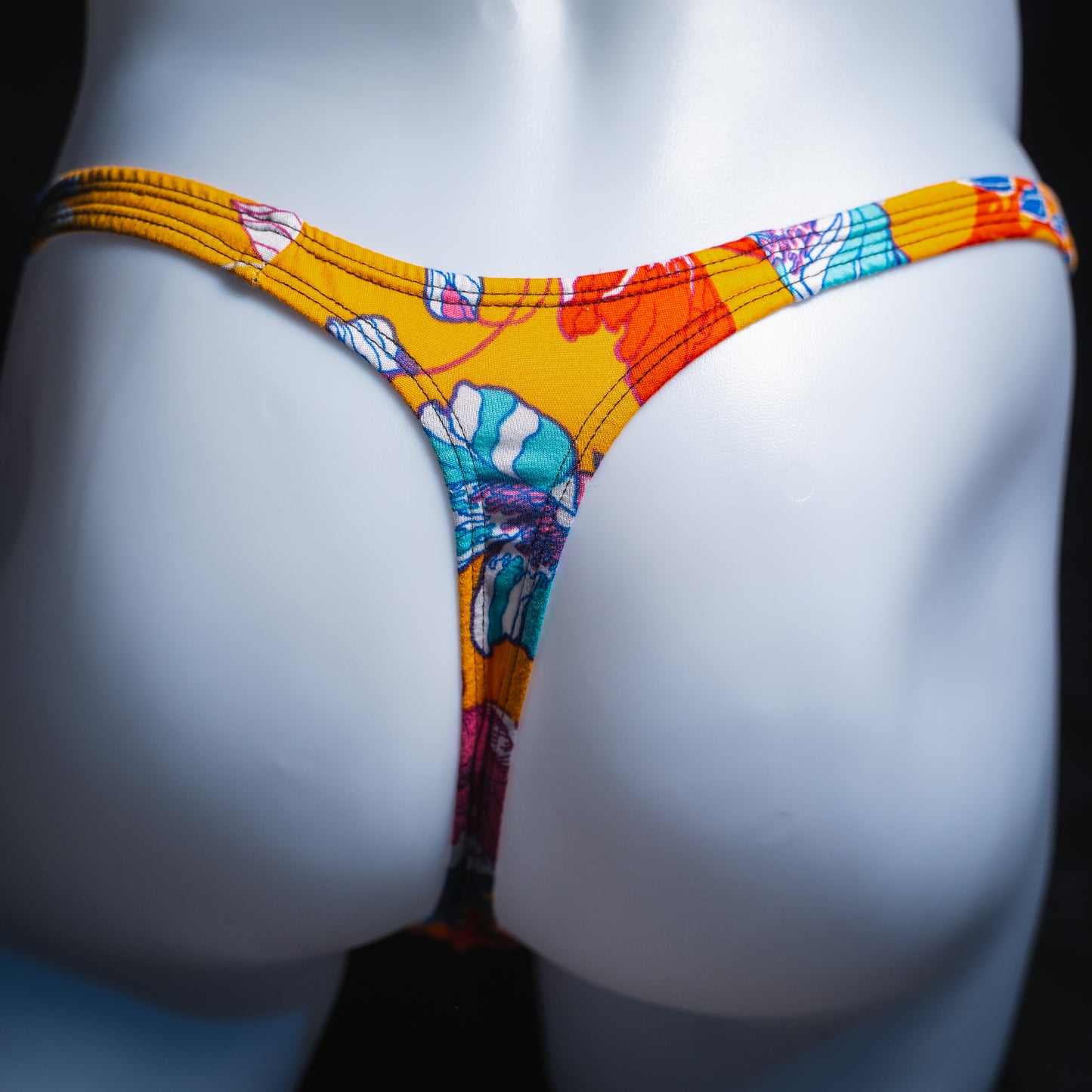 Mens Orange Hawaiian Thong Underwear