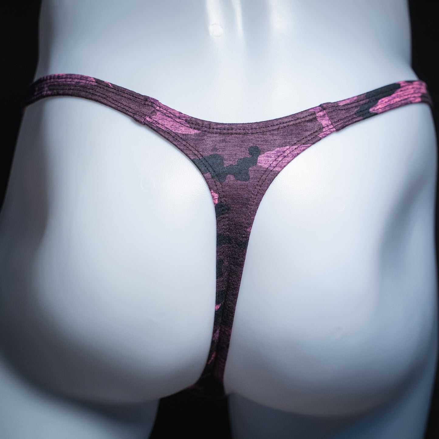 Mens Pink Camo Spandex Thong Underwear