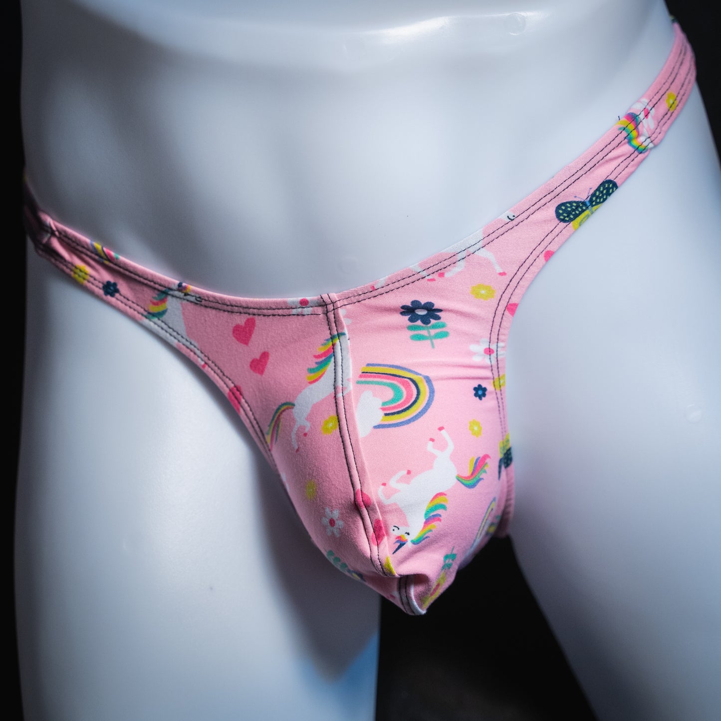 Mens Pink Unicorn Thong Underwear