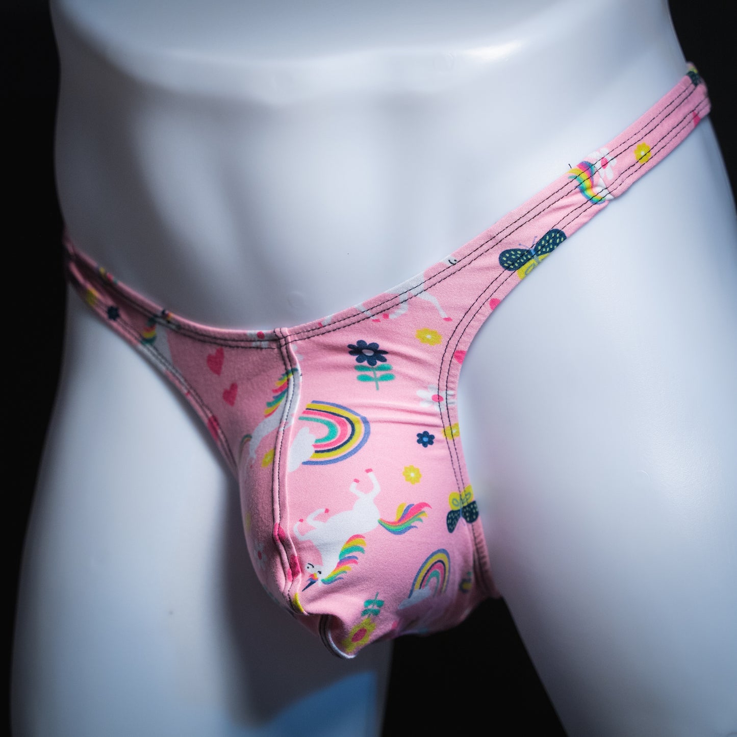 Mens Pink Unicorn Thong Underwear