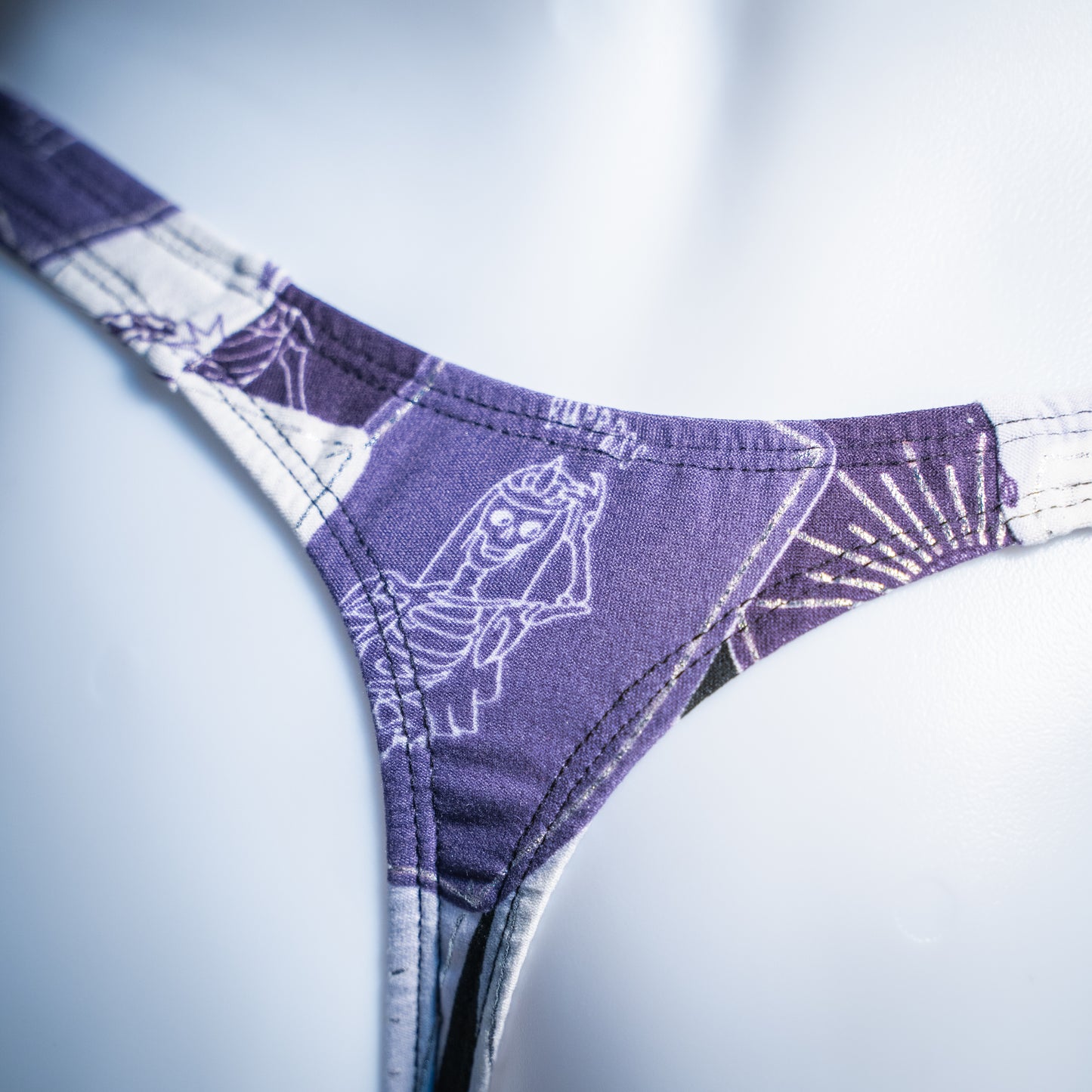 Mens Purple And White Tarot Card Thong Underwear