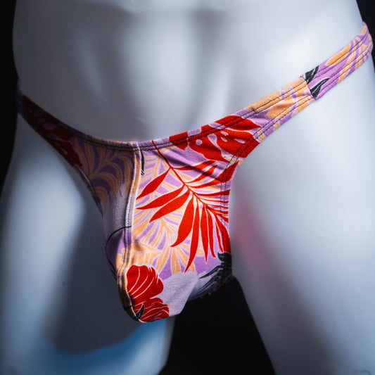 Mens Purple Hawaiian Thong Underwear