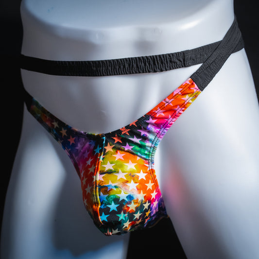 Mens Rainbow Stars Wrap Around Thong