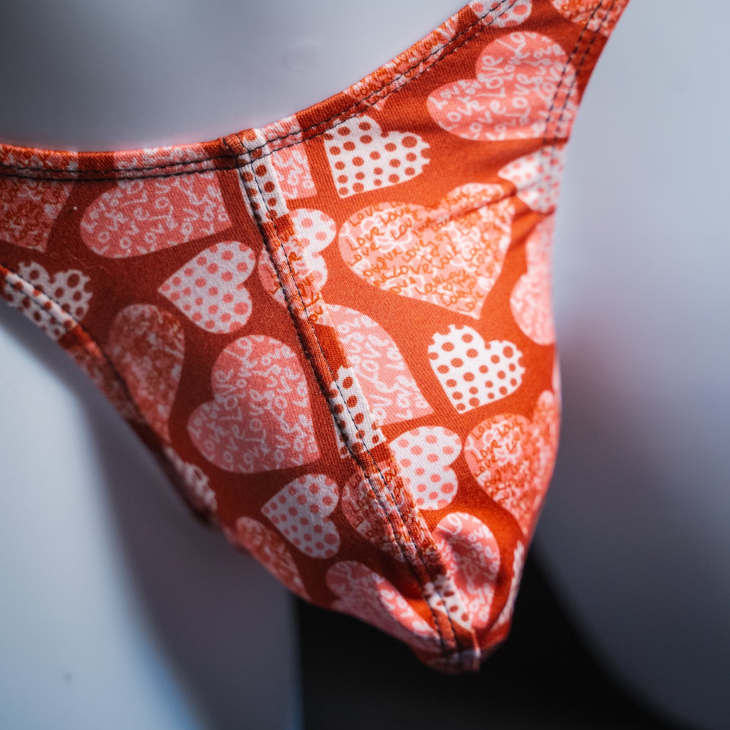 Mens Red Hearts Thong Underwear