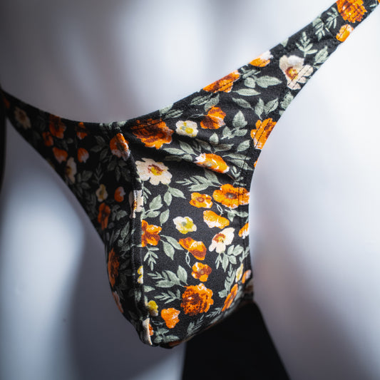 Mens Classy Floral Thong Underwear