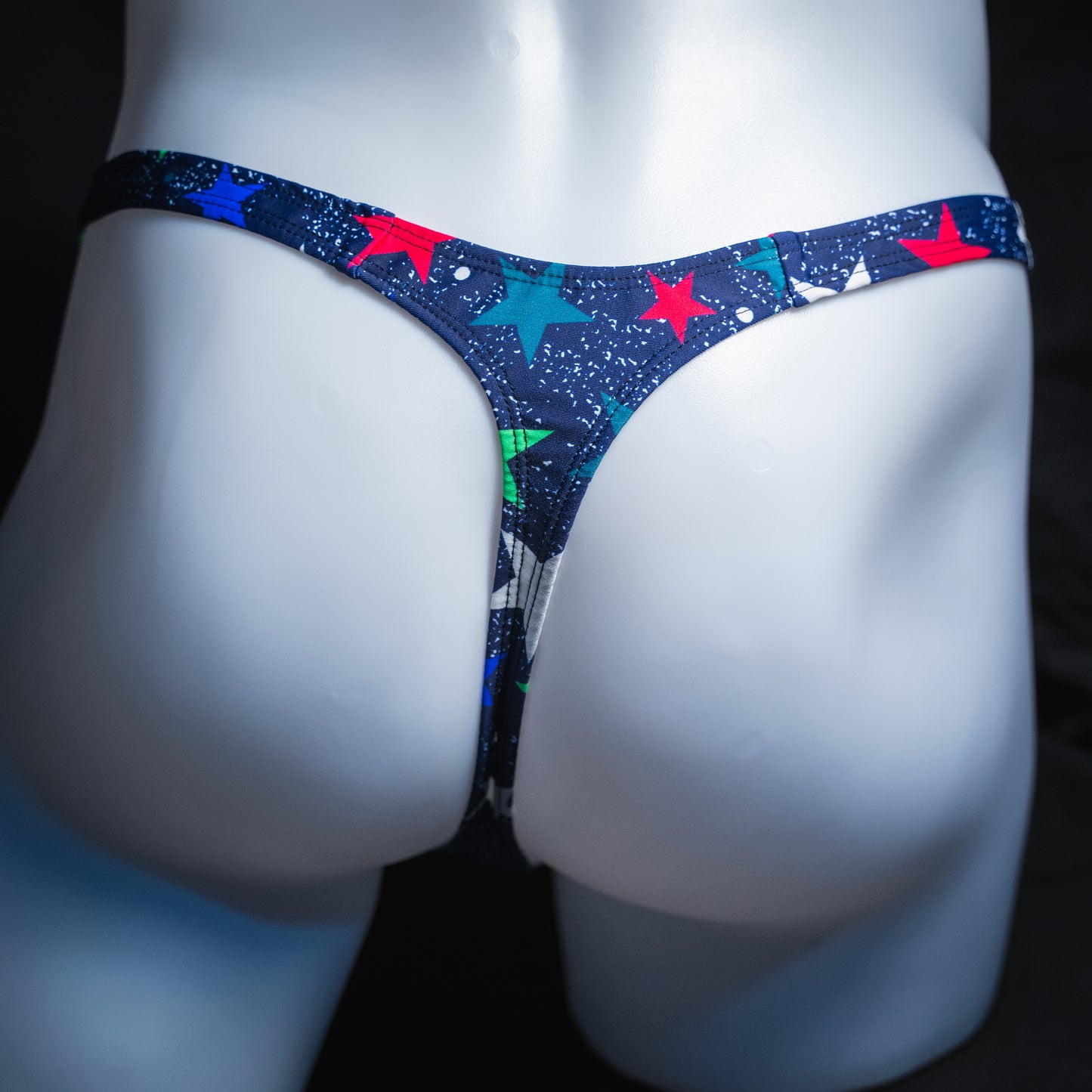 Mens Blue With Stars Spandex Thong Underwear