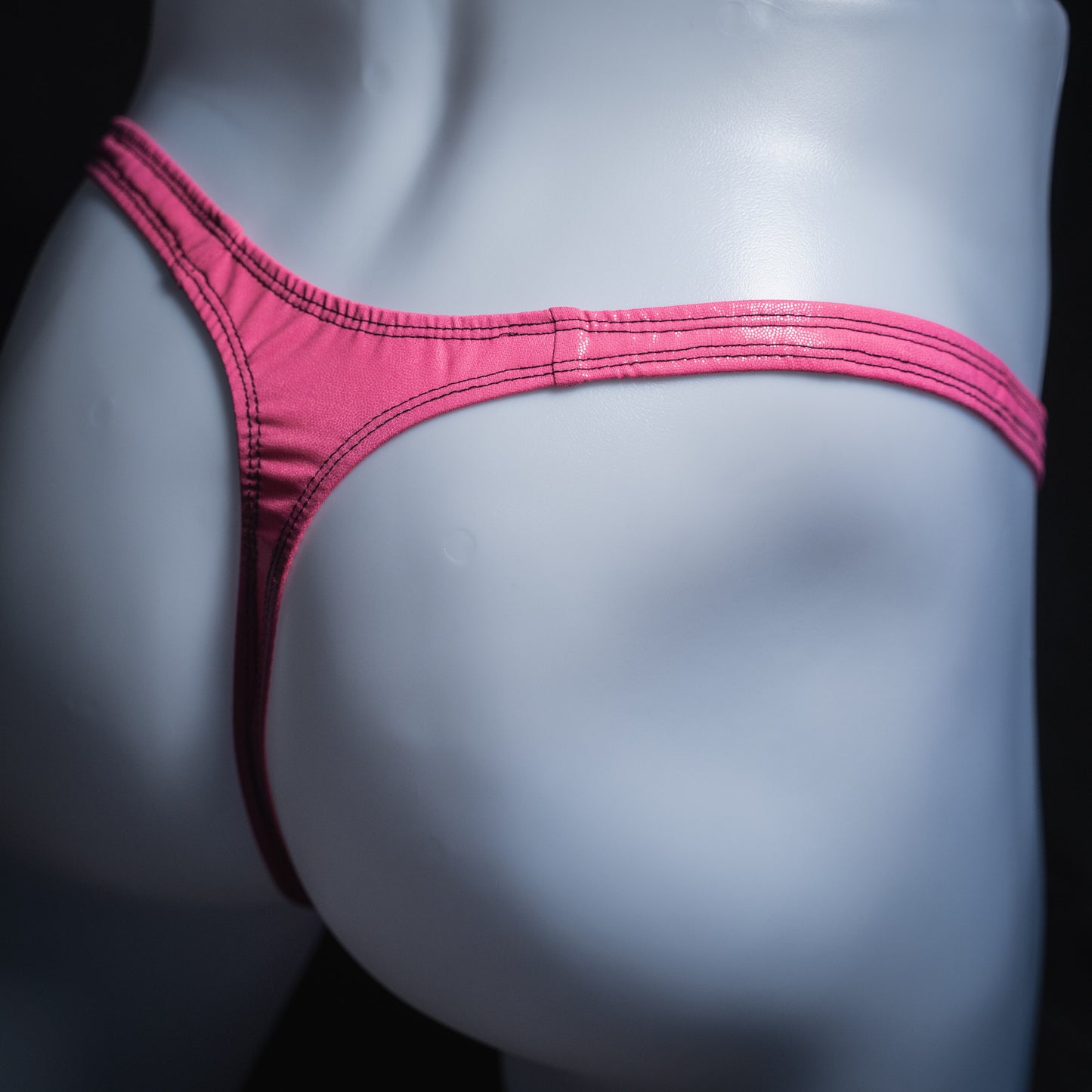 Mens Bright Pink Metallic Thong Underwear