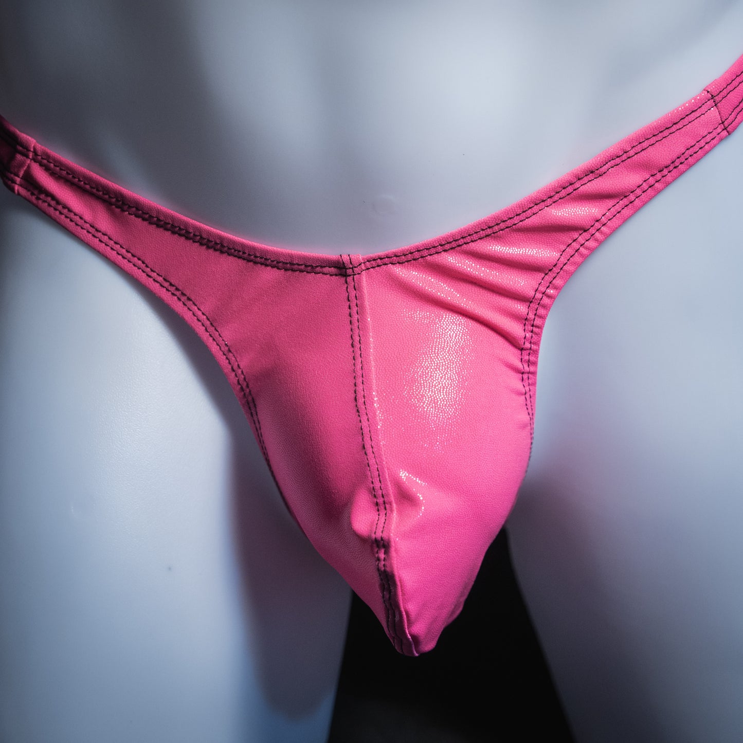 Mens Bright Pink Metallic Thong Underwear