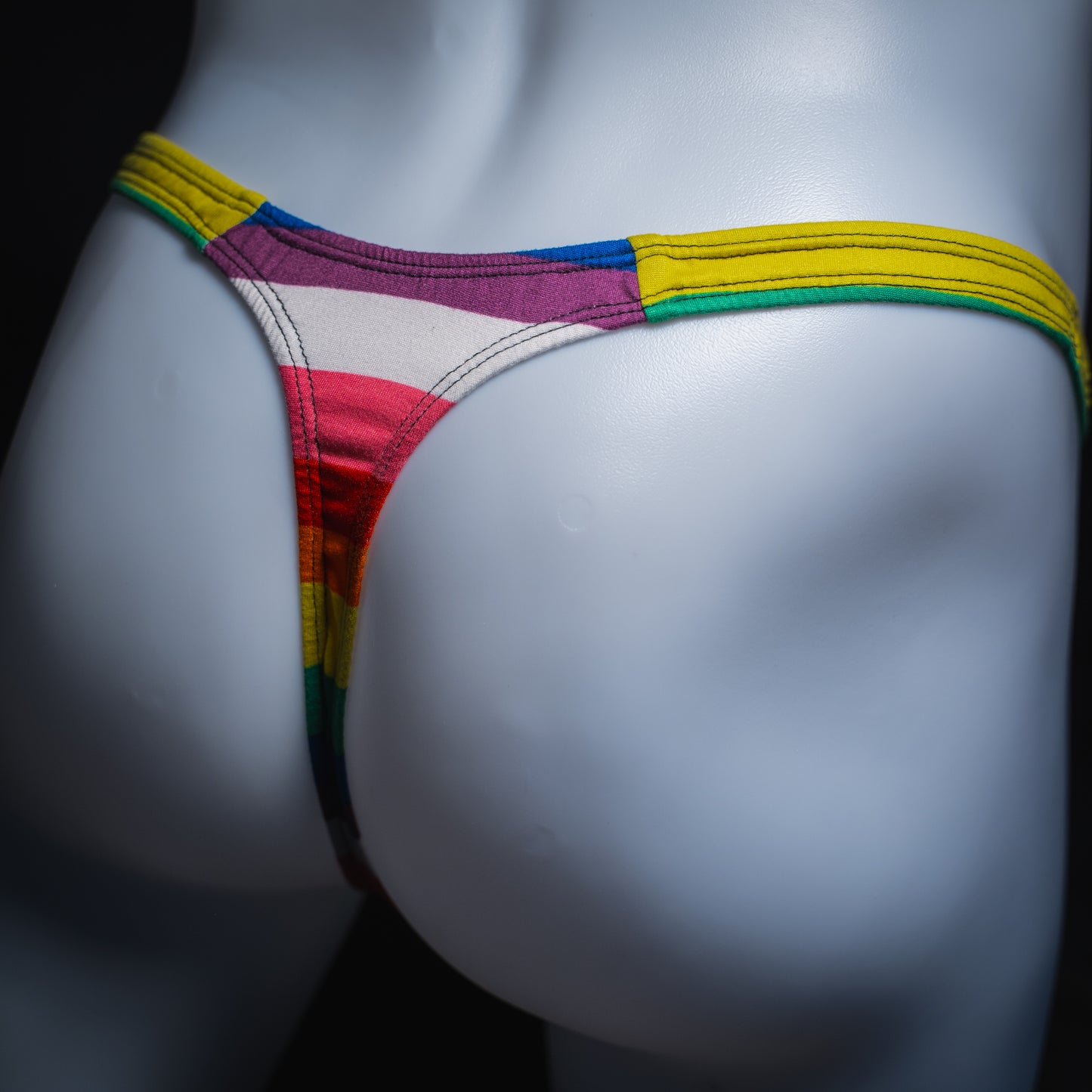 Mens Rainbow Striped Thong Underwear