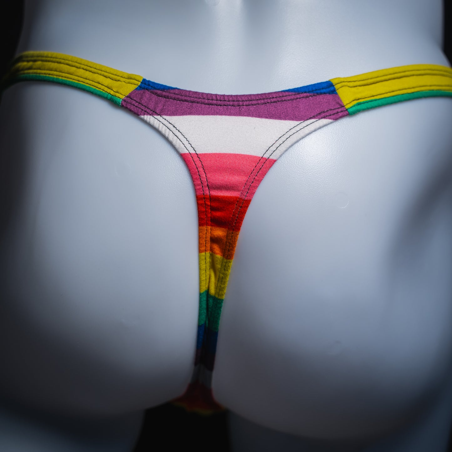 Mens Rainbow Striped Thong Underwear