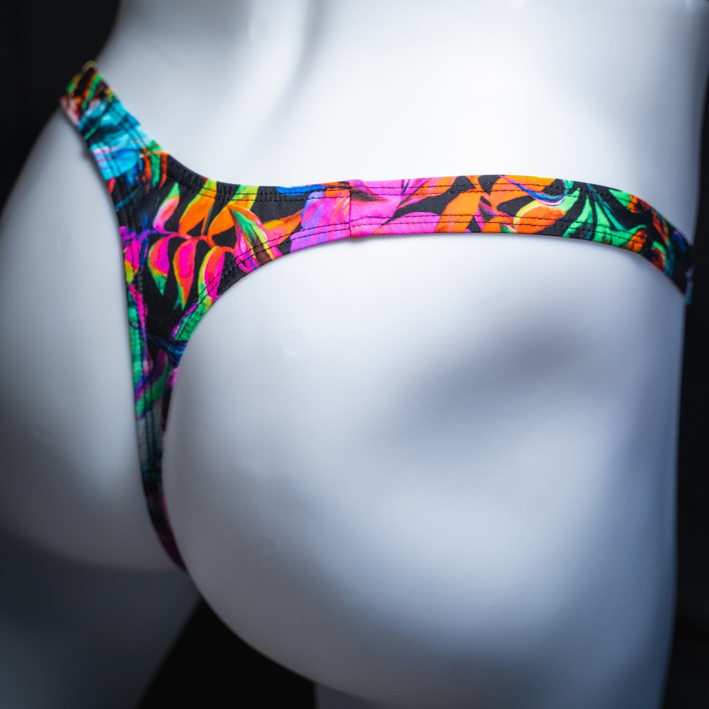 Just Mens Thongs Underwear - Bright Tropical Flowers