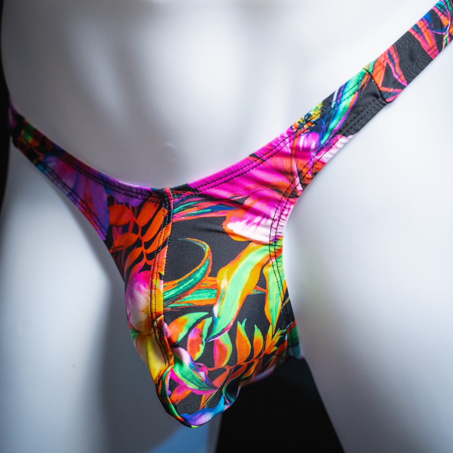 Just Mens Thongs Underwear - Bright Tropical Flowers