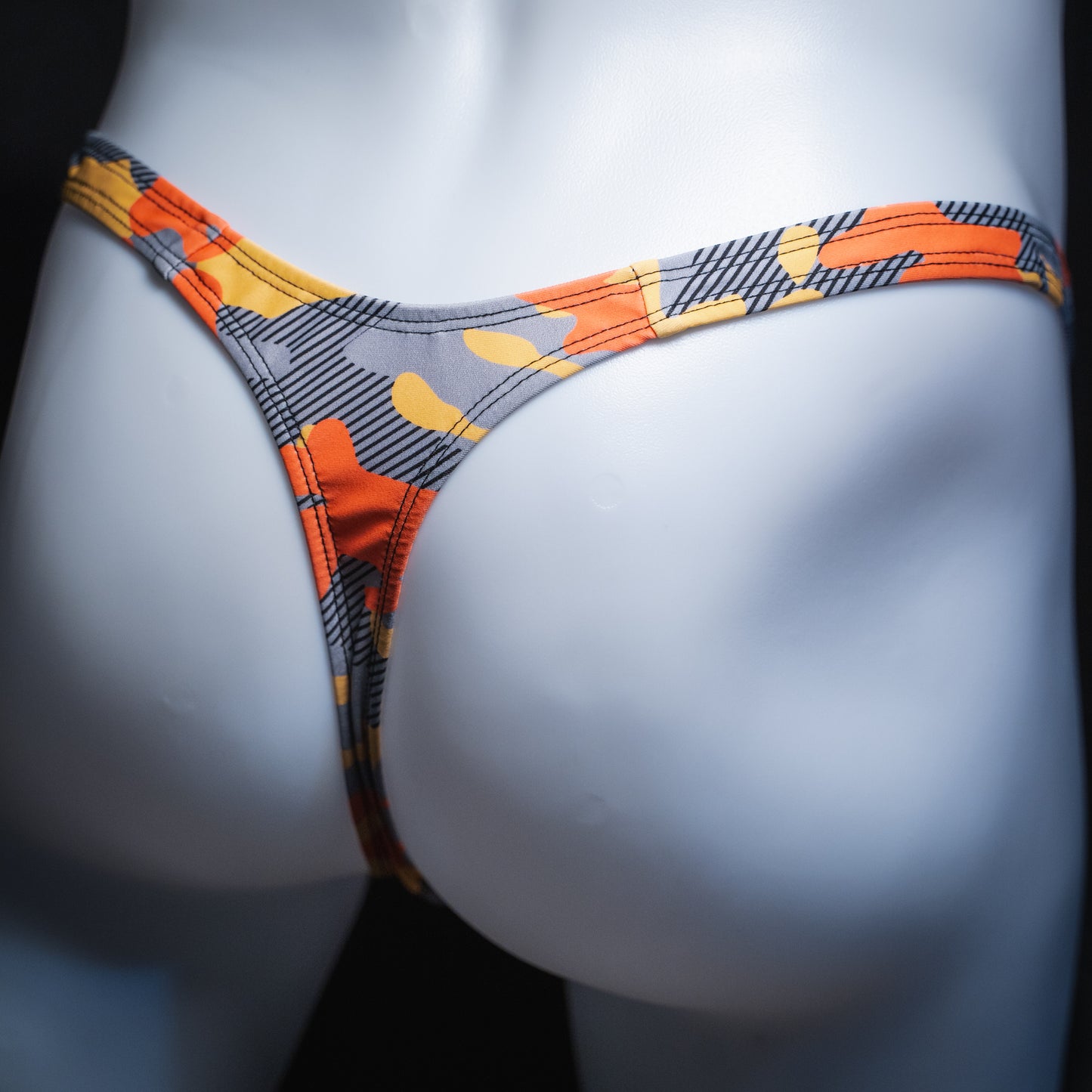 Just Mens Thongs Underwear - Orange And Gray Camo