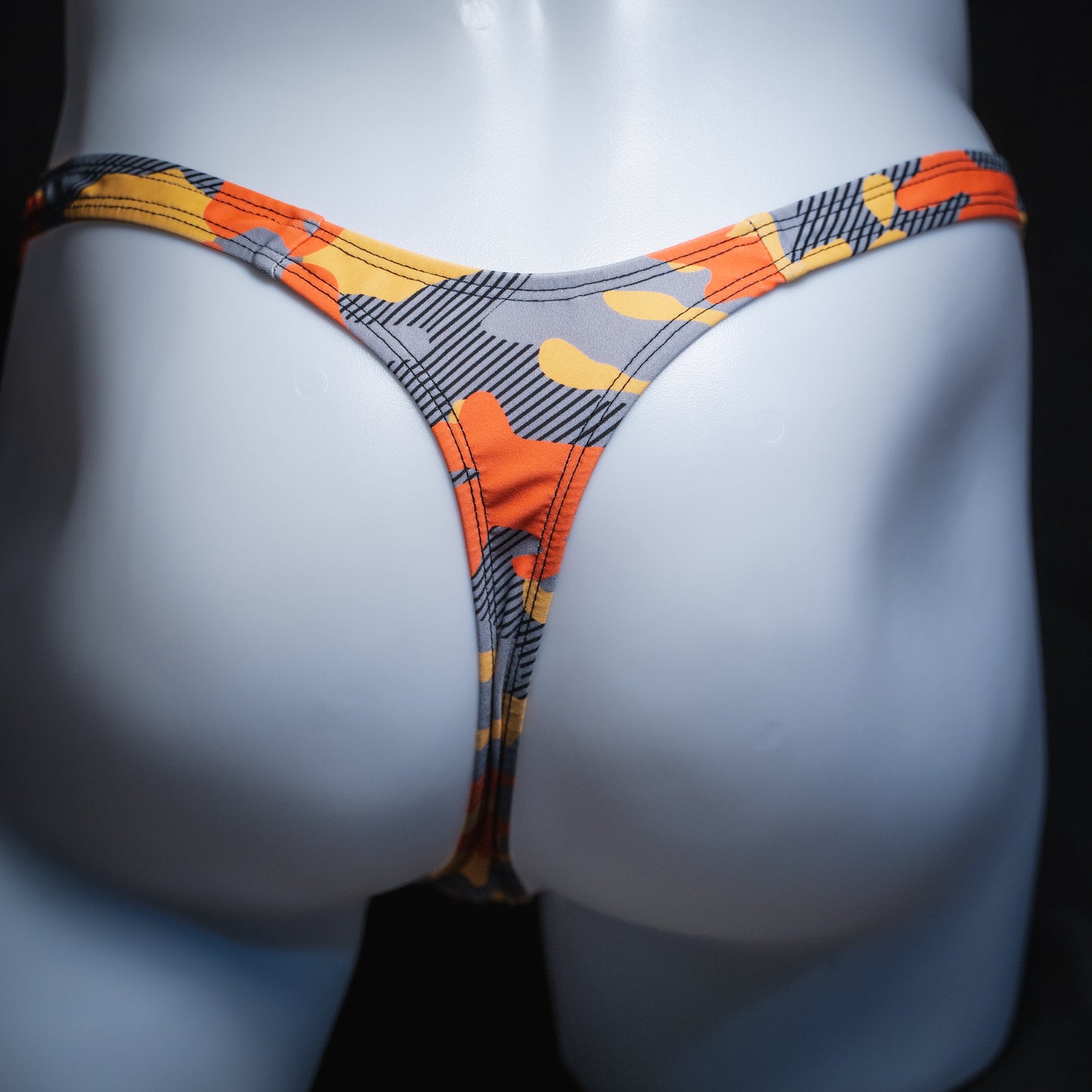 Just Mens Thongs Underwear - Orange And Gray Camo