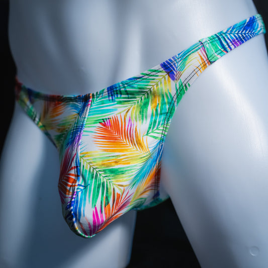 Just Mens Thongs Underwear - Rainbow Tropical Flowers