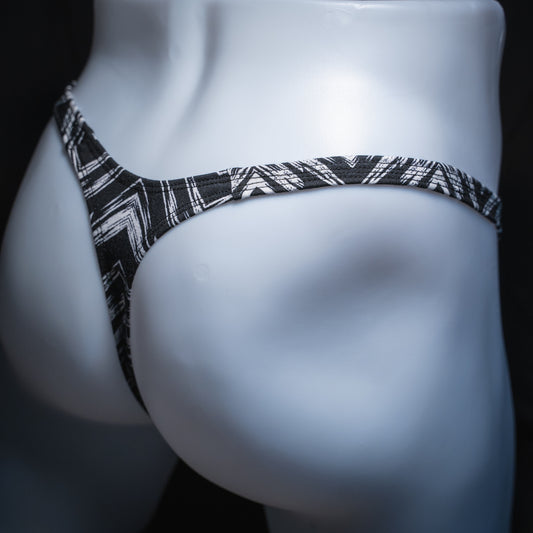 Mens Black And White Zig Zag Thong Underwear