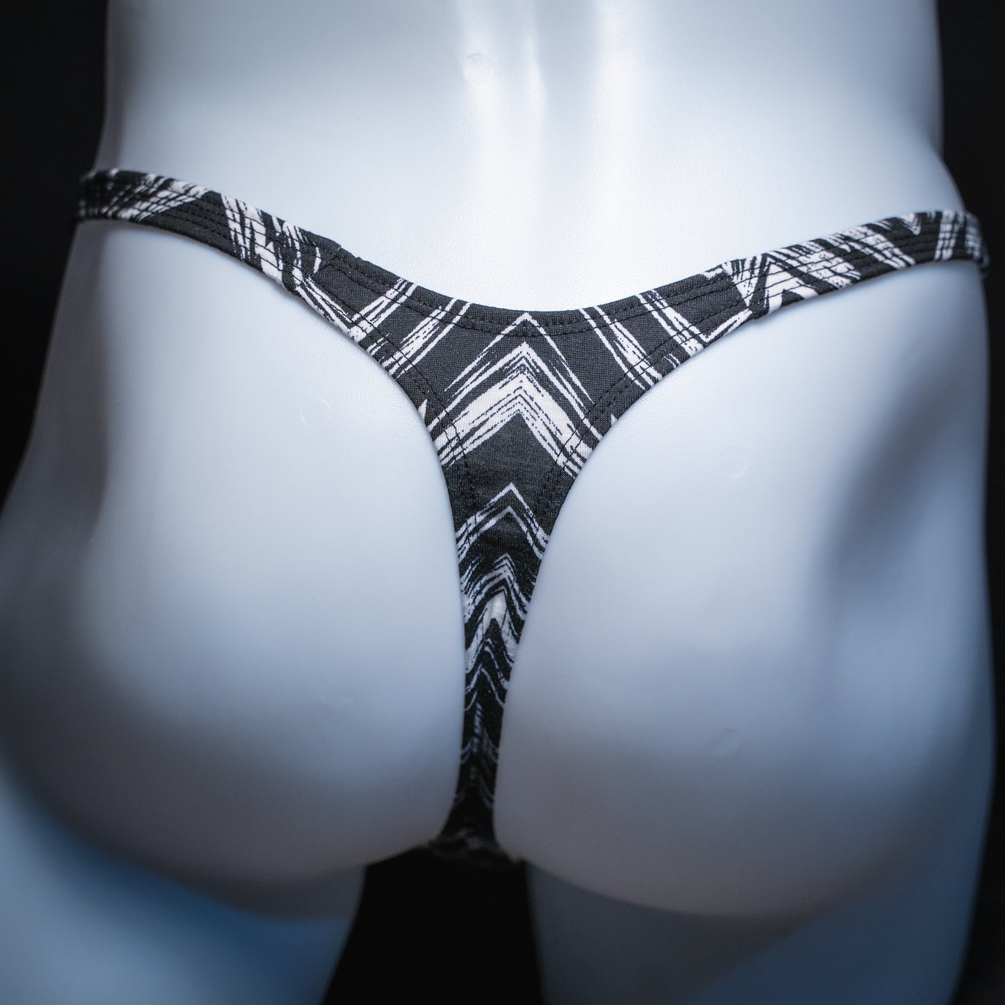 Just Mens Thongs Underwear - Black And White Zig Zag