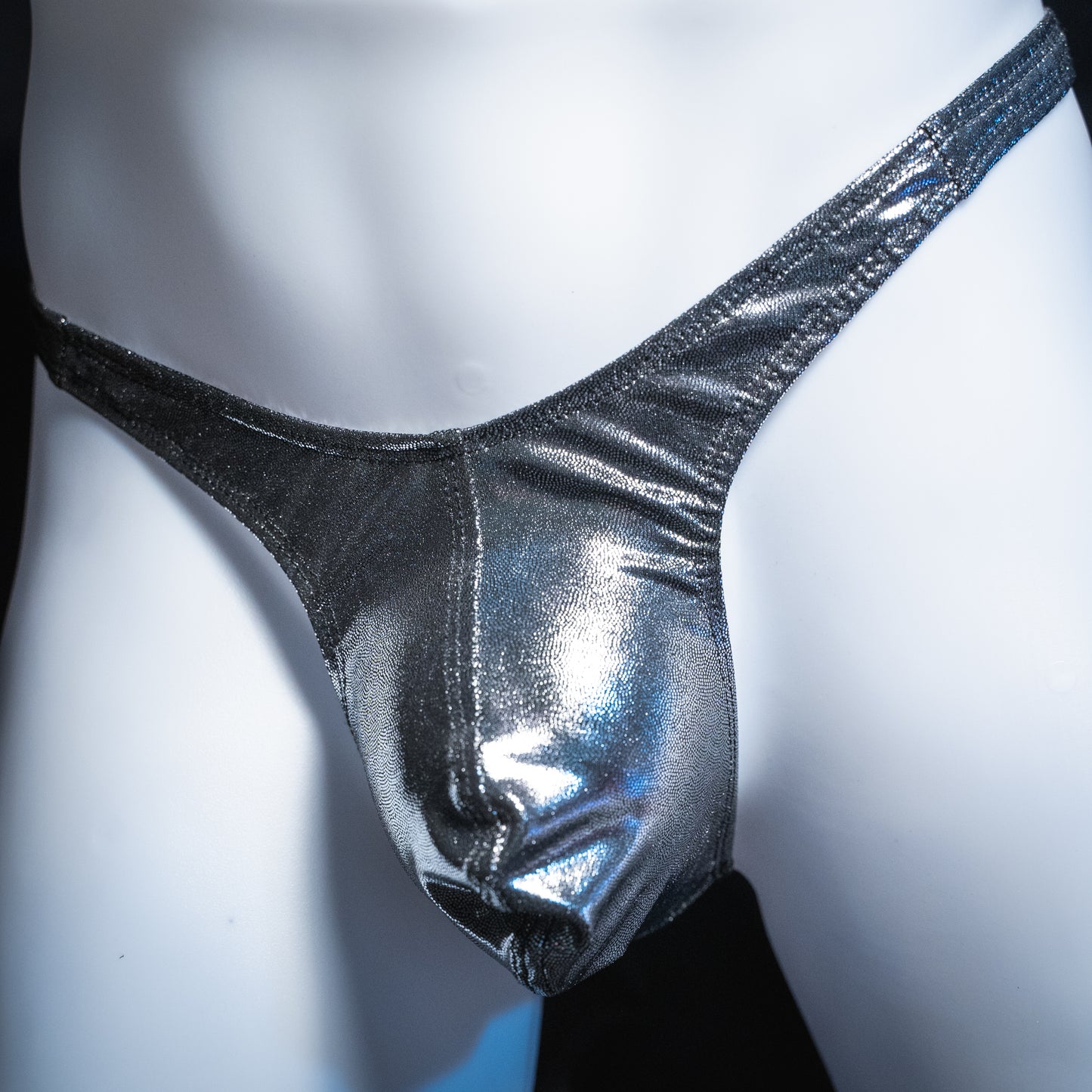 Just Mens Thongs Underwear - Metallic Dark Silver