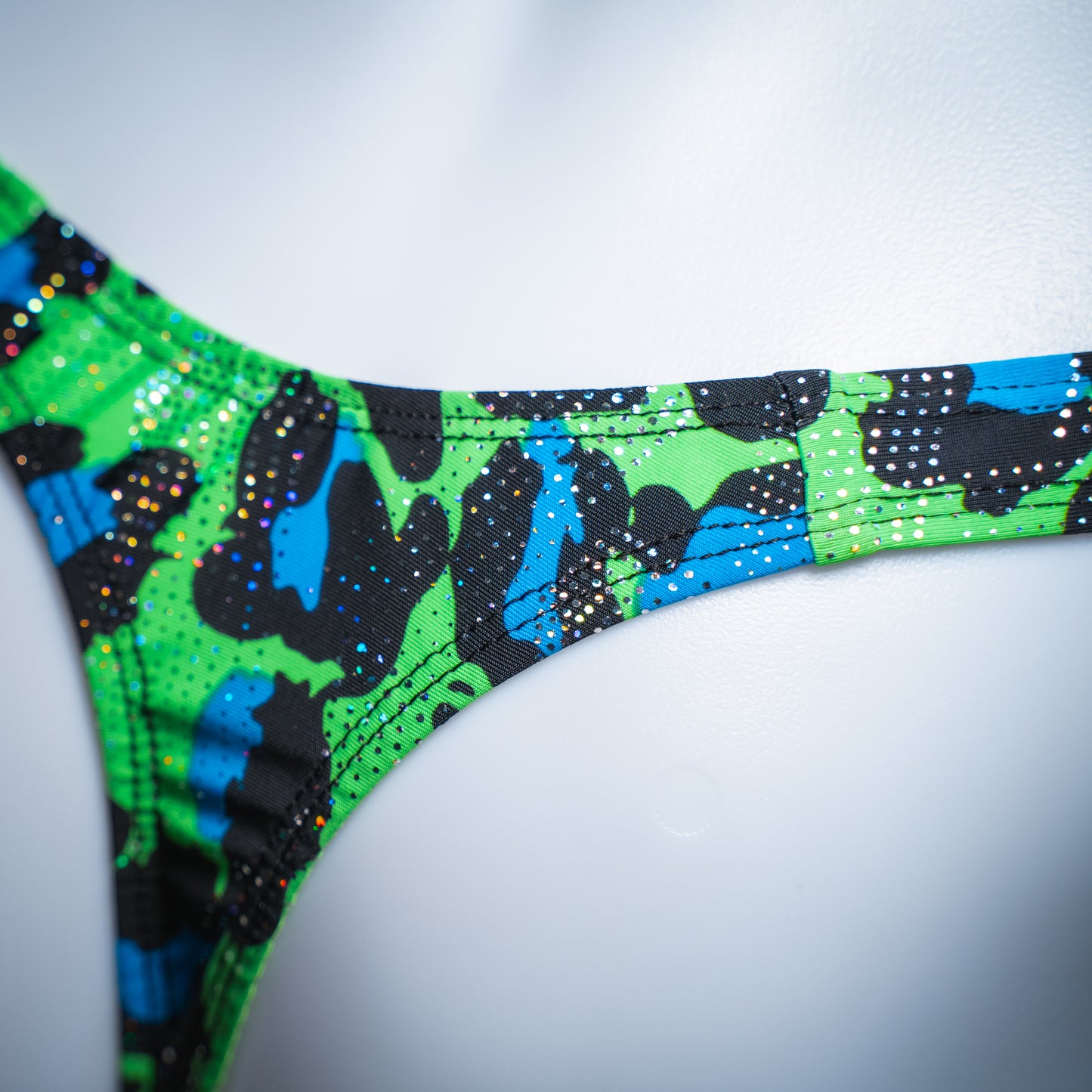 Just Mens Thongs Underwear - Metallic Green and Blue Cheetah