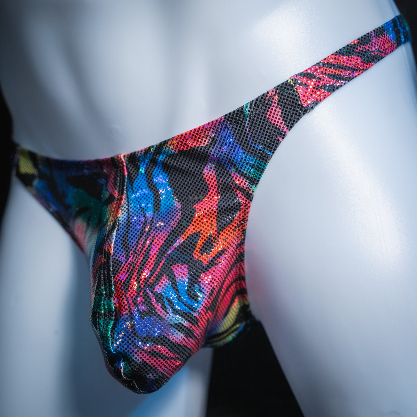 Just Mens Thongs Underwear - Metallic Rainbow Animal Print