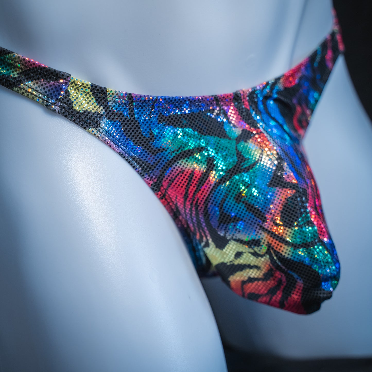 Just Mens Thongs Underwear - Metallic Rainbow Animal Print