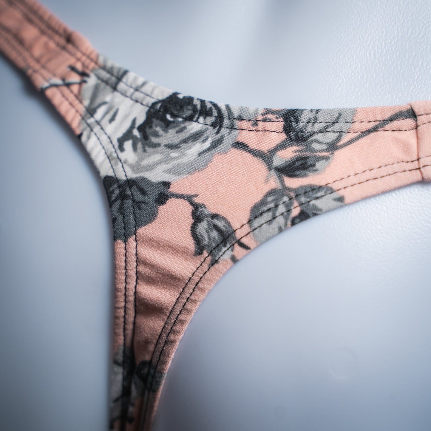 Just Mens Thongs Underwear - Pink With Black And White Flowers