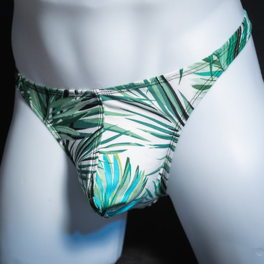 Just Mens Thongs Underwear - Tropical Palm Leaves